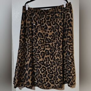 SHEIN Black and Brown Leopard A-Line Skirt